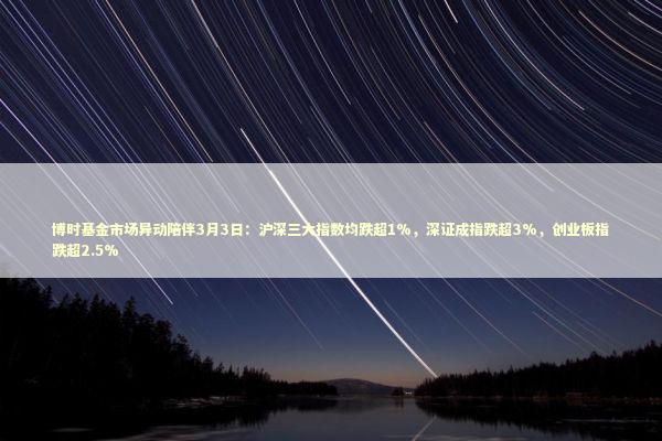 博时基金市场异动陪伴3月3日：沪深三大指数均跌超1%，深证成指跌超3%，创业板指跌超2.5% 新闻